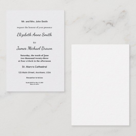 Minimalistisch-White-Willkommensvorlage Begleitkarte (Vorne/Hinten)