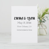 Minimalistisch-White-Willkommensvorlage Save The Date (Stehend Vorderseite)