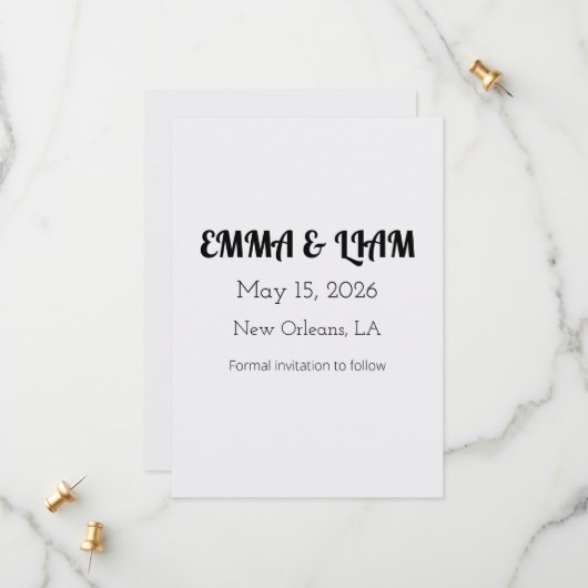 Minimalistisch-White-Willkommensvorlage Save The Date (Vorderseite/Rückseite Beispiel)