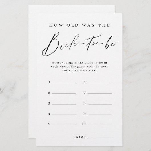 Minimalistisch wie alt das Brautspiel war (Vorne/Hinten)