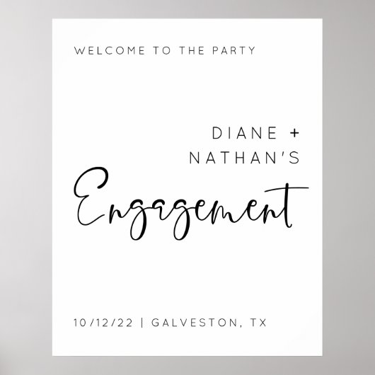 Minimalistisch Willkommen beim Verlobung-Zeichen Poster (Vorne)