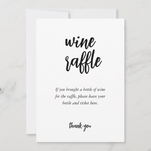 Minimalistisch Wine Raffle Brautparty Game Card Einladung (Vorderseite)