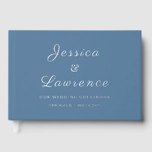 Minimalistisch Winter Dusty Blue Wedding Gästebuch
