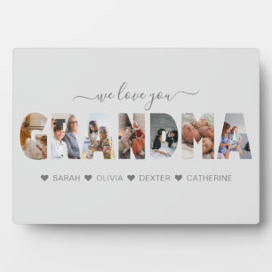 Minimalistisch Wir Liebe Sie Oma Foto Collage Grau Fotoplatte