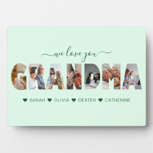 Minimalistisch Wir Liebe Sie Oma FotoCollage Green Fotoplatte