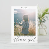 Minimalistisch wirst du mein Blumenmädchen Foto Ch Einladung (Stehend Vorderseite)