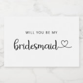 Minimalistisch wirst du meine Brautjungfrau sein Schaumweinetikett (Einzelnes Label)