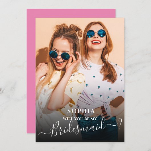 Minimalistisch Wirst du meine Bridesmaid-Fotokarte Einladung (Vorne/Hinten)