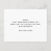 Minimalistisch wirst du meine Bridesmaid sein - Sc Einladungspostkarte (Rückseite)