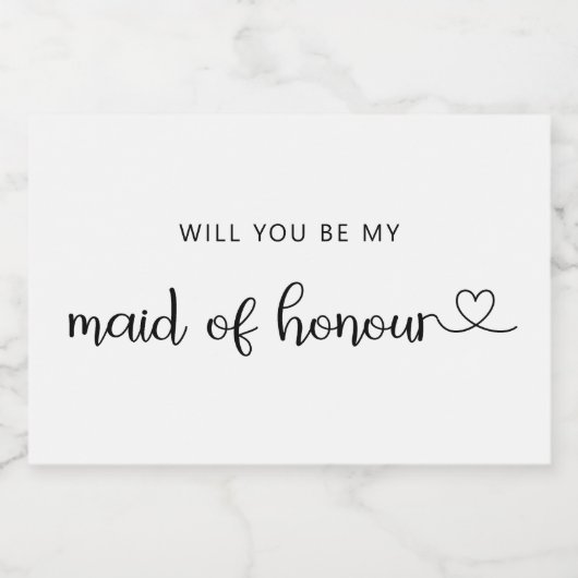 Minimalistisch wirst du meine Trauzeugin sein Schaumweinetikett (Einzelnes Label)