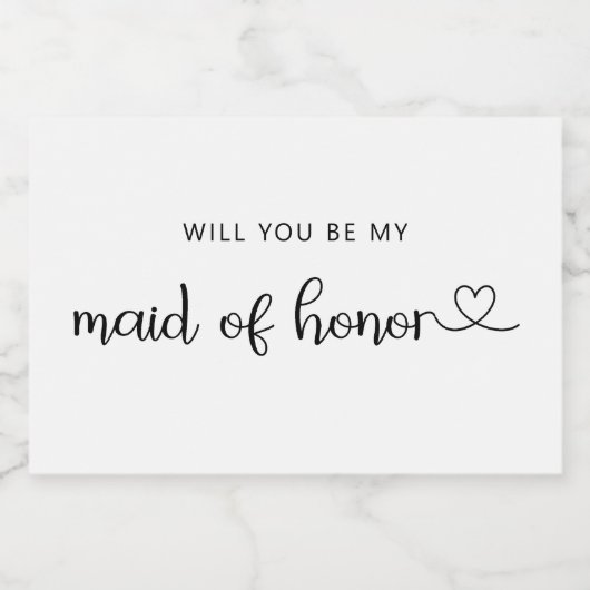 Minimalistisch wirst du meine Trauzeugin sein Schaumweinetikett (Einzelnes Label)