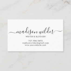Minimalistisch Writer Blogger Business Cards Visitenkarte