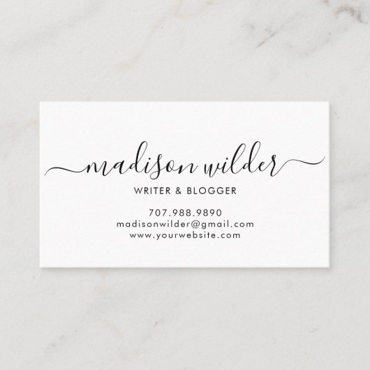 Minimalistisch Writer Blogger Business Cards Visitenkarte (Vorderseite)
