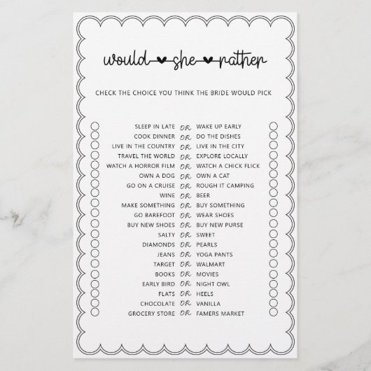 Minimalistisch, würde sie lieber Brautparty-Game-F Flyer (Vorne)