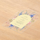 Minimalistisch-Yellow-Boho-Wildblume-Blumenhochzei Acryleinladungen (Ablage )