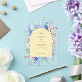 Minimalistisch-Yellow-Boho-Wildblume-Blumenhochzei Acryleinladungen (Insitu (Hochzeit))