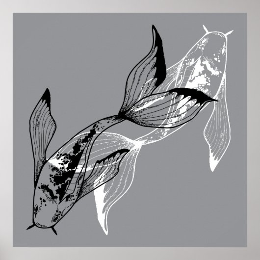 Minimalistisch Yin Yang Koi Fish Poster (Vorne)