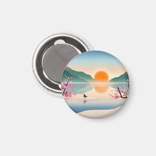Minimalistisch Zen Sunrise Lake Magnet (Vorderseite/Rückseite)