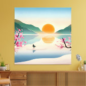 Minimalistisch Zen Sunrise Lake Stretched Canvas P Leinwanddruck (Insitu (Wohnzimmer))