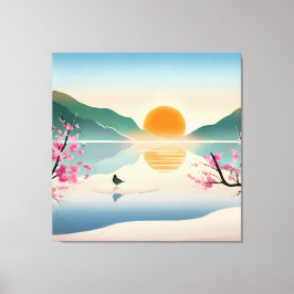 Minimalistisch Zen Sunrise Lake Stretched Canvas P Leinwanddruck