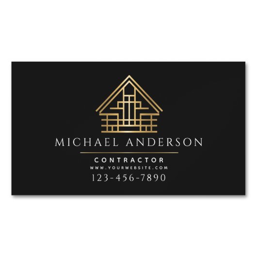 Minimalistisch Zuhause Gebäude Construction Luxe Magnetische Visitenkarte (Vorderseite)