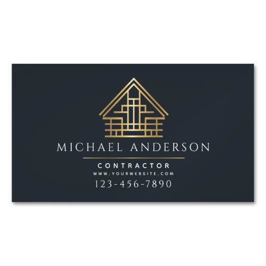 Minimalistisch Zuhause Gebäude Construction Luxe Magnetische Visitenkarte (Vorderseite)