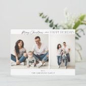 Minimalistisch zwei Fotos frohe Weihnachten (Stehend Vorderseite)