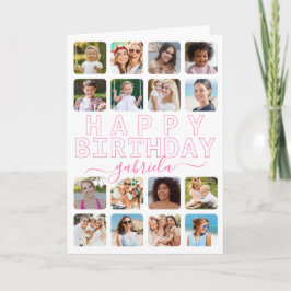 Minimalistische 16-Foto Grid Birthday Card - Moder Karte