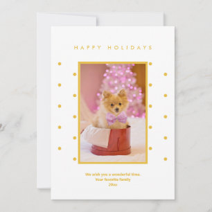 Minimalistische 1 Foto Goldene gelbe Punkte Feiertagskarte