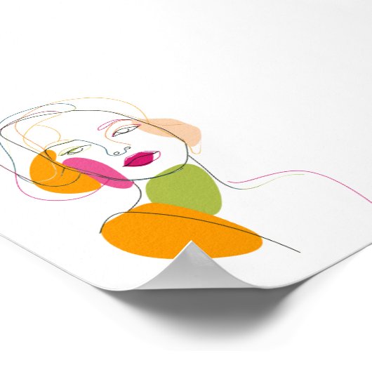 Minimalistische 1-Line-Tour Female Portrait Abstra Poster (Ecke)