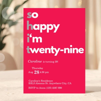 Minimalistische 29. Geburtstagseinladung Modern 29 Einladung