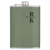 Minimalistische 2-Buchstaben-Schwarze Monogramm-gr Flachmann (Vorderseite)