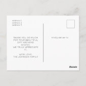 Minimalistische 2-Foto-Babydusche Danke Postkarte (Rückseite)