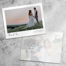 Minimalistische 2-Foto-Calligraphy-Hochzeit Danke