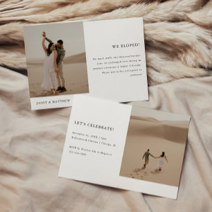 Minimalistische 2-Foto-Elopement-Hochzeitsfeier Einladung