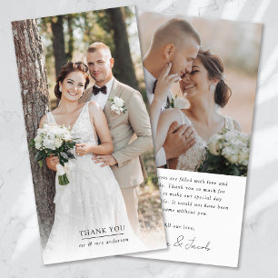 Minimalistische 2-Foto-Hochzeit Dankeskarte