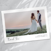 Minimalistische 2-Foto-Kalligrafie-Hochzeit Dankeskarte