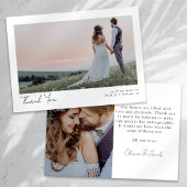 Minimalistische 2-Foto-Kalligrafie-Hochzeit Dankeskarte