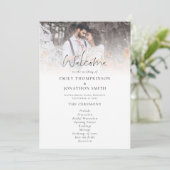 Minimalistische 2 Fotos Overlay Script-Hochzeitspr Karte (Stehend Vorderseite)