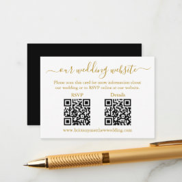 Minimalistische 2 QR-Hochzeiten RSVP-Details Gold Begleitkarte