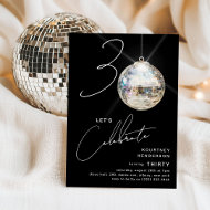 Minimalistische 30er Disco-Kugel-Geburtstagsfeier Einladung