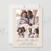 Minimalistische 3-Foto Collage Beige Save the Date Magneteinladung (Vorderseite)