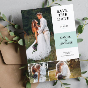 Minimalistische 3-Foto-Galerie Hochzeit speichern  Save The Date