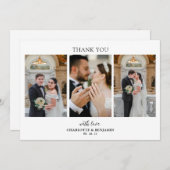 Minimalistische 3-Foto-Script-Hochzeit Danke-Karte Dankeskarte (Vorne/Hinten)