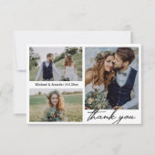 Minimalistische 3 Fotos Collage Hochzeit danke Karte (Vorderseite)