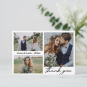 Minimalistische 3 Fotos Collage Hochzeit danke Karte (Stehend Vorderseite)