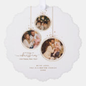 Minimalistische 3-Fotos-Familie Frohe Weihnachtsfe Ornament Karte (Vorderseite)