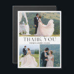 Minimalistische 3 Fotos Hochzeit danke Magnet<br><div class="desc">elegantes Dankeschön an minimalistische drei Fotos Collage Hochzeitsmagnet</div>
