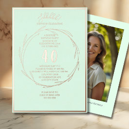 Minimalistische 40. Custom Foto Überraschung Gebur Folieneinladung