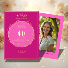 Minimalistische 40. Custom Foto Überraschung Gebur Folieneinladung